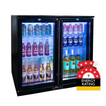Beerkool Black Double Door Alfresco Fridge 208L Energy Efficient Quiet Running