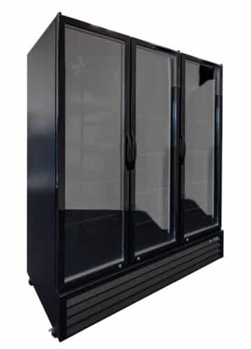 Norsk three door black display fridge