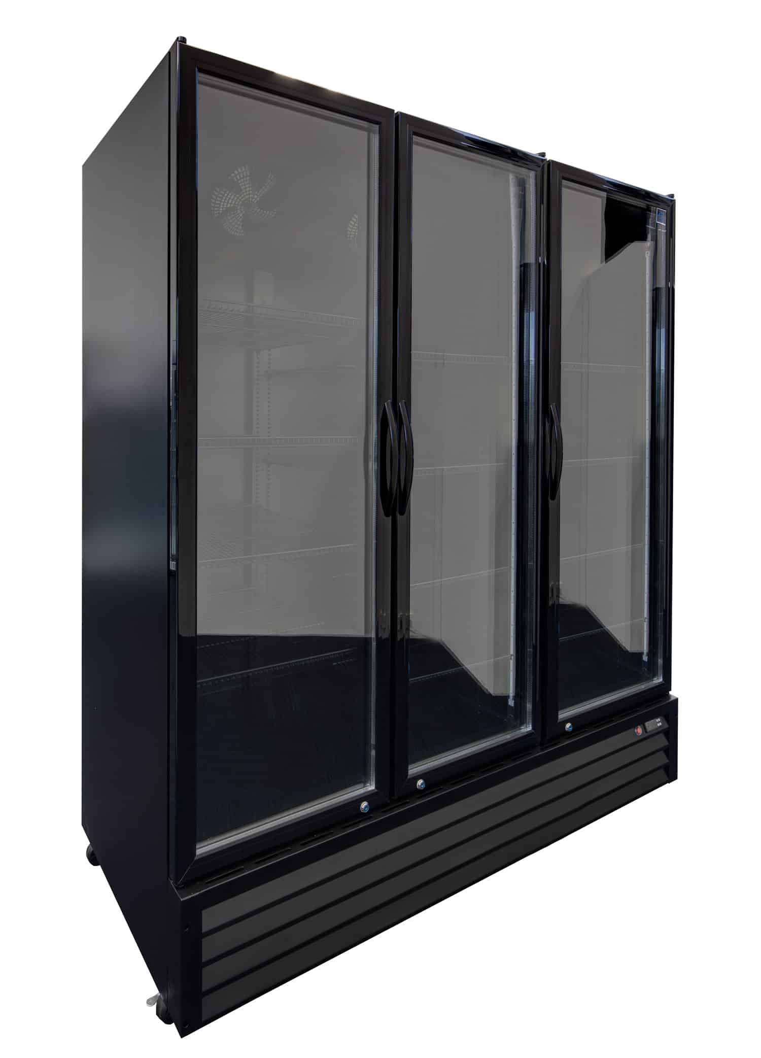 Norsk three door black display fridge